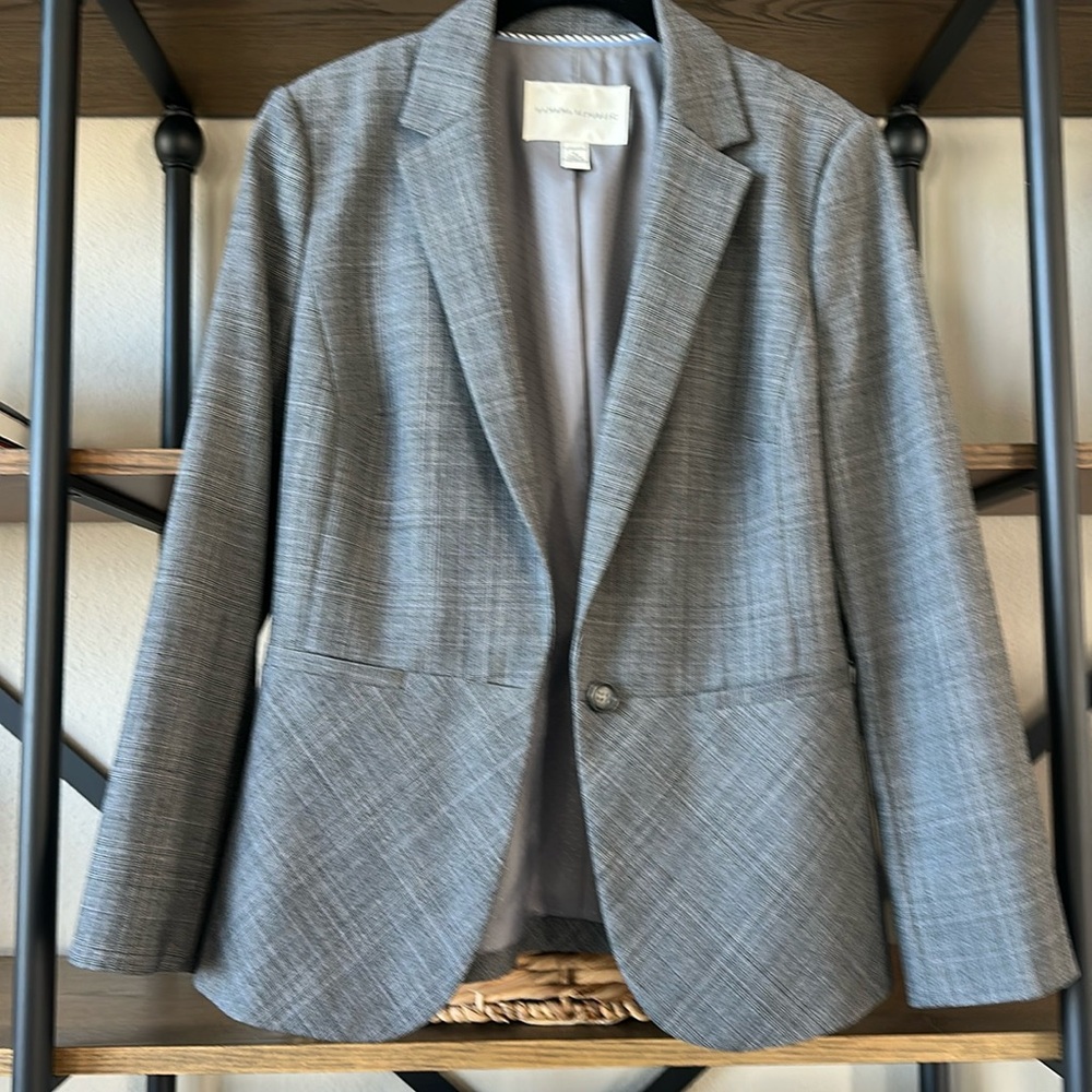 Banana Republic Gray Plaid Single-Button Blazer